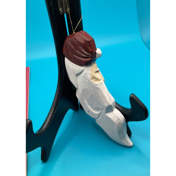 Retro Santa Head Christmas Tree Ornament - Wood, 5 Inches, Vintage - Picture 2 of 2